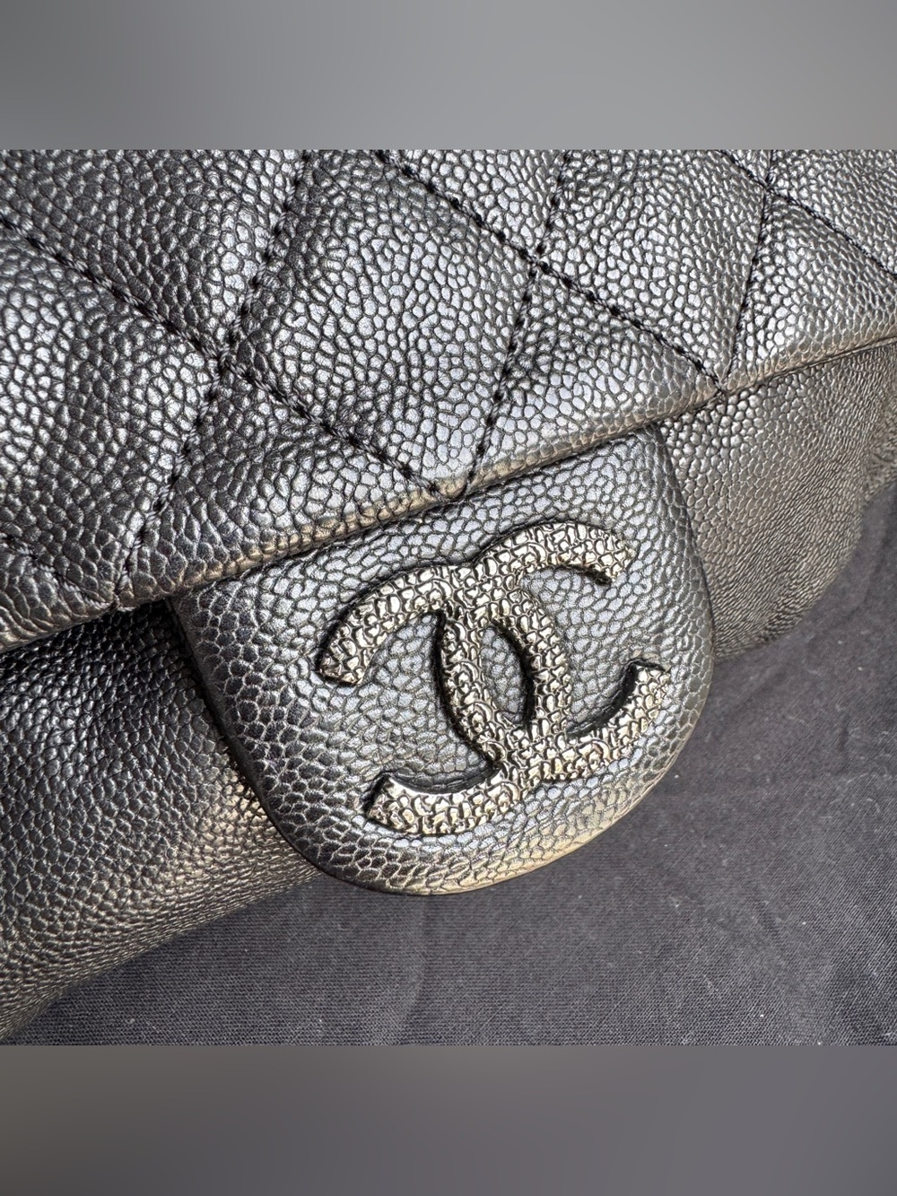 Chanel Shiny Caviar Quilted Elastic Flap Shoulder Bag - Picture 5 of 16